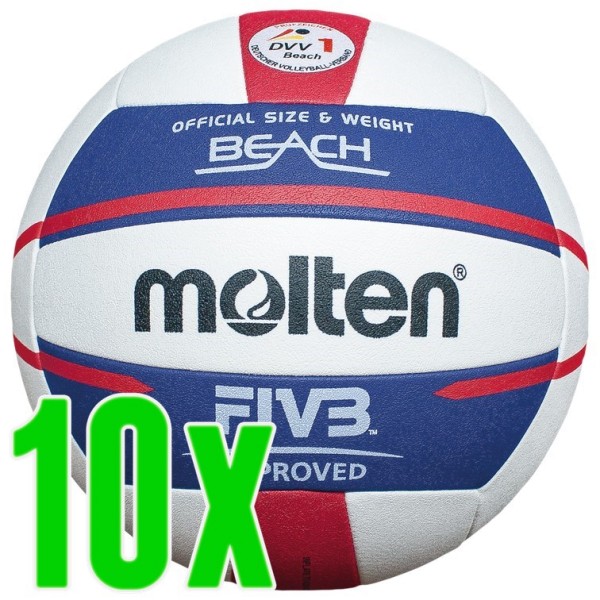 10er Ballpaket Molten Beachvolleyball Top Spielball DVV Beach 1 geprüft 5000