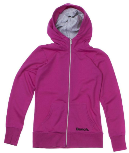 Bench Twin Zip Hoodie pink mit Logo am Vorderteil Girls Mädchen NEU