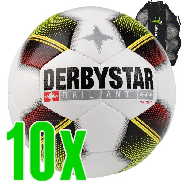Derbystar 10er Fußball Ballpaket Brillant S-Light 290g inkl. Ballsack