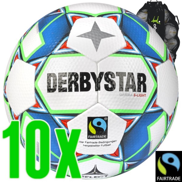 10er Ballpaket Derbystar Gamma Light (290g) Fairtrade Kinderfußball