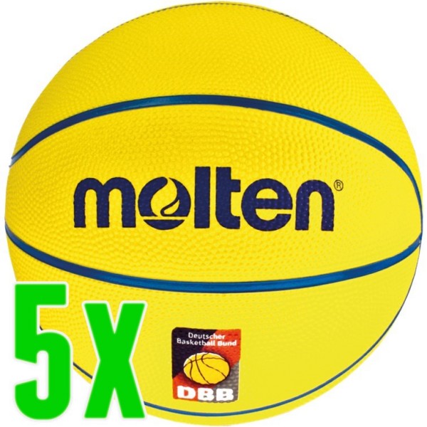 5er Ballpaket Molten Basketball Kinder 290 Gramm Größe 4 (U8 Junioren)
