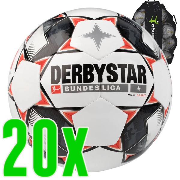 Derbystar Bundesliga Magic S-Light Jugendball weiß rot grau 20er Ballpaket