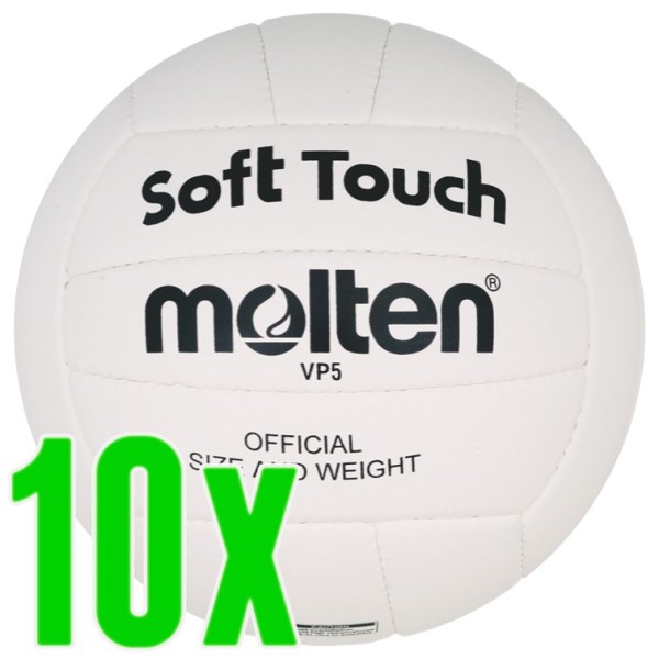 10er Ballpaket Molten Volleyball Trainingsball weiß