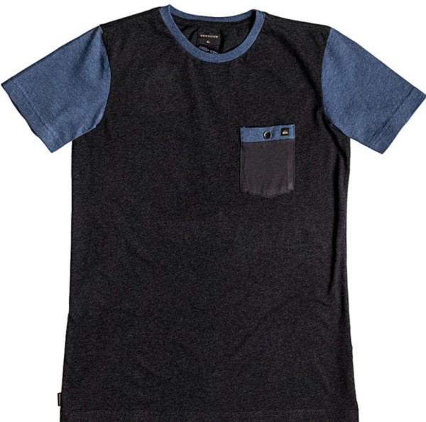 QUIKSILVER T-Shirt BAY SIC POCKET Herren anthrazit/grau/blau mit Brusttasche NEU