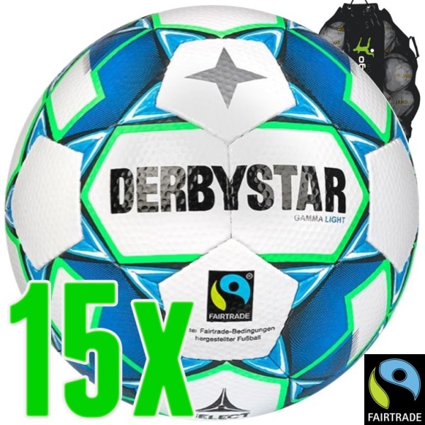 15er Ballpaket Derbystar Gamma Light (350g) Fairtrade Kinderfußball