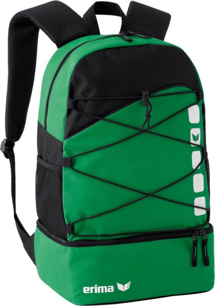 Erima Club 5 Line Multifunktionsrucksack mit Bodenfach smaragd grün schwarz