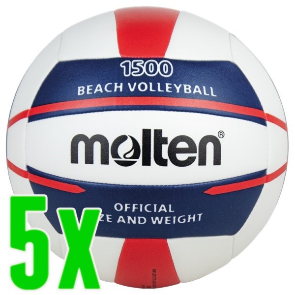5er Ballpaket Molten Beachvolleyball Freizeitball offizielle Größe und Gewicht 1500