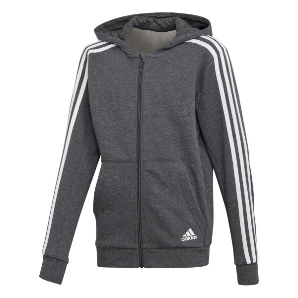 Adidas Essentials 3-Streifen Kapuzenjacke Kinder grau