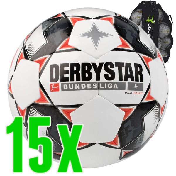 Derbystar Bundesliga Fußball Magic S-Light Jugendball weiß15er Ballpaket