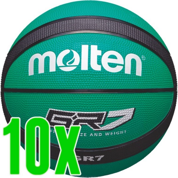 10er Ballpaket Molten Basketball Trainingsball grün schwarz