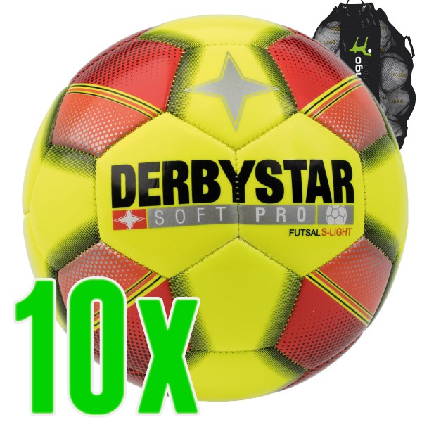 Derbystar Soft Pro S-Light Futsal gelb rot 10er Ballpaket