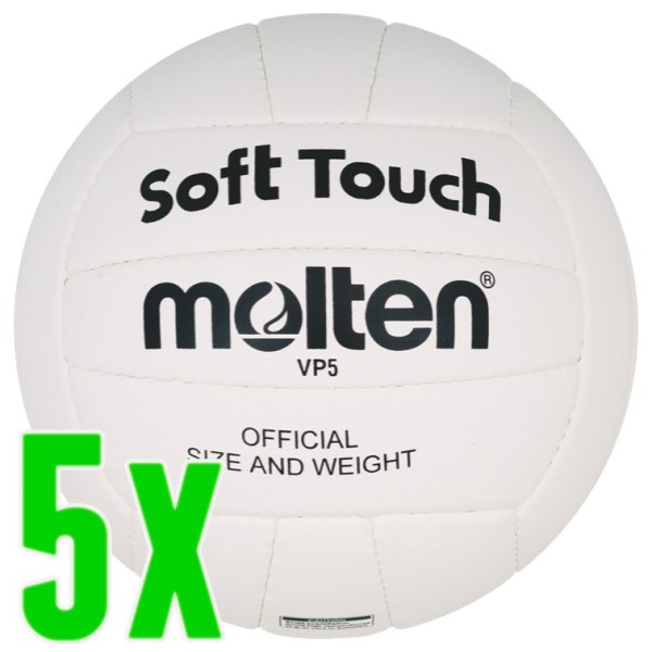 5er Ballpaket Molten Volleyball Trainingsball weiß