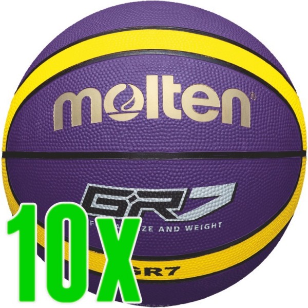 10er Ballpaket Molten Basketball Trainingsball lila gelb
