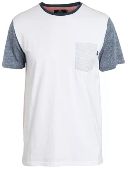 RIP CURL T-Shirt MIXER TEE Herren weiß/grau/blau/coral mit Tasche NEU