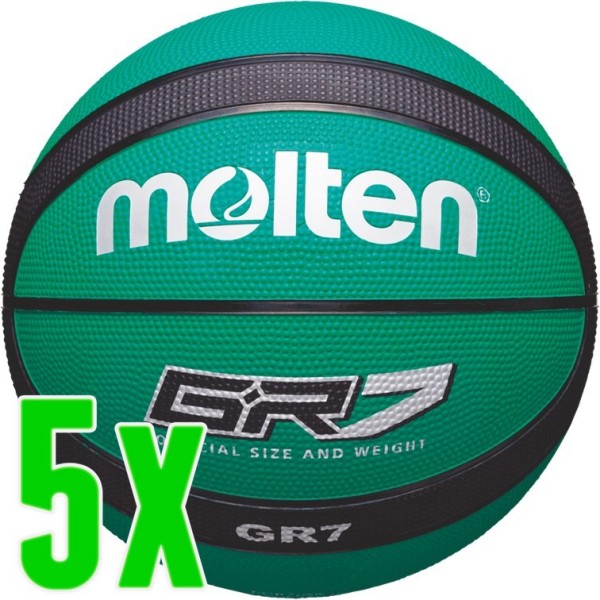 5er Ballpaket Molten Basketball Trainingsball grün schwarz