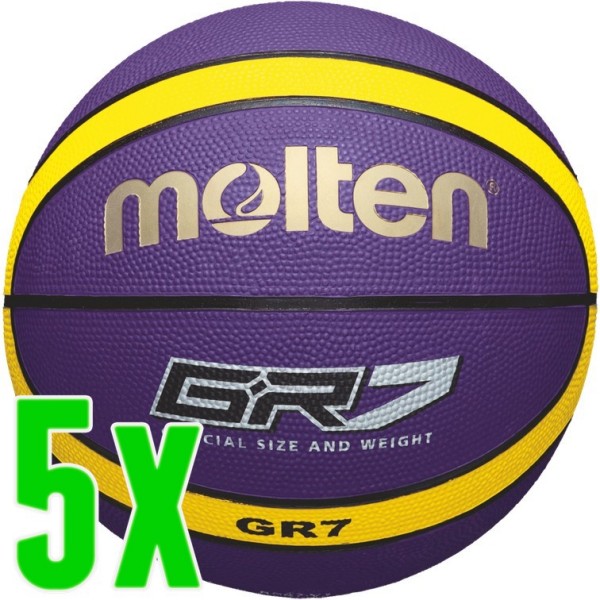 5er Ballpaket Molten Basketball Trainingsball lila gelb