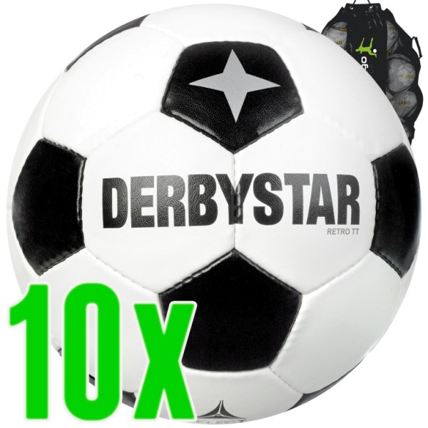 10er Ballpaket Derbystar Retro TT Fußball Trainingsball