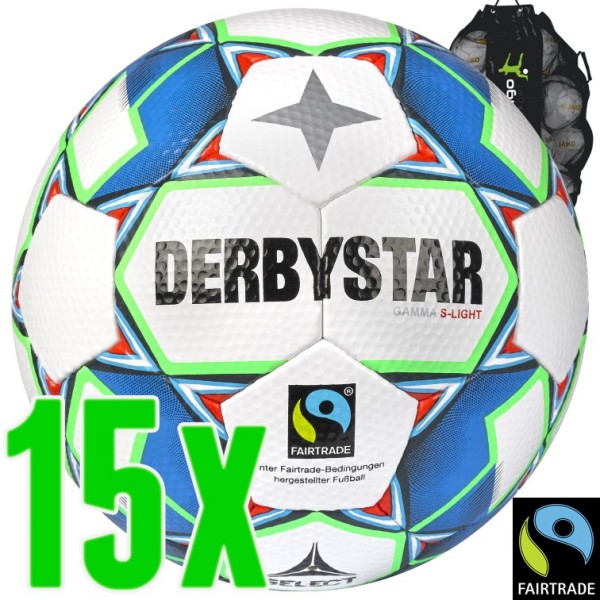 15er Ballpaket Derbystar Gamma Light (290g) Fairtrade Kinderfußball