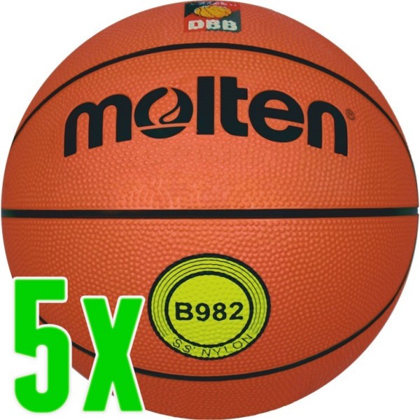 5er Ballpaket Molten Basketball Top Trainingsball Größe 7 FIBA und DBB geprüft